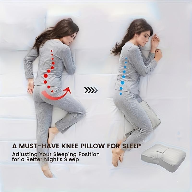 [Knee Pad Pillow] One-Leg Pillow with Adjustable Straps | Knee Pad for Side Sleeping, Polyester Cover