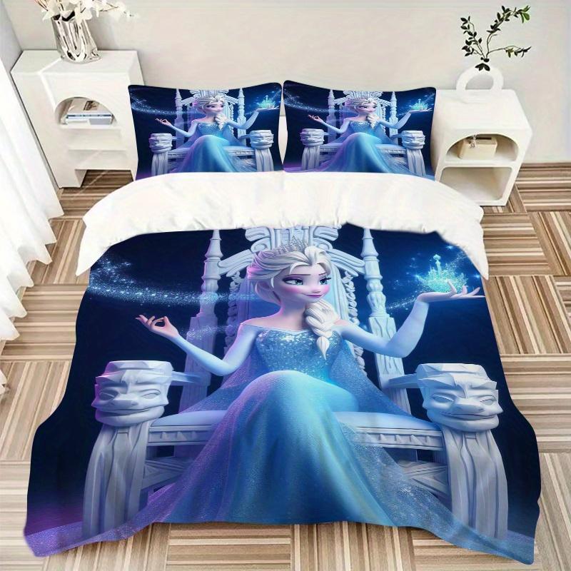 3pcs Elsa Queen of Ice Crystal Magic Printed Quilt Set - Includes 1 Quilt Cover and 2 Pillowcases, Machine Washable - Suitable for All Seasons.S0