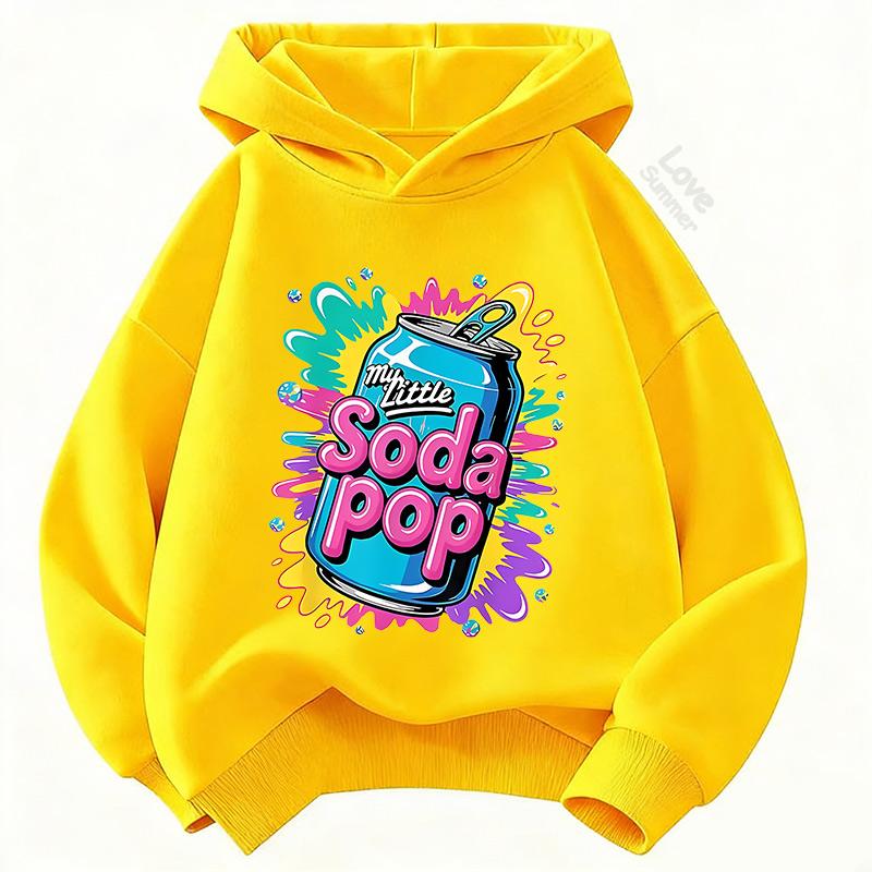 2026 4 To 14 Yrs Woman's Hoodies Spring Fashion Hoodie Print MyLittle Soda Pop Casual Long-Sleeve Thin Pullover
