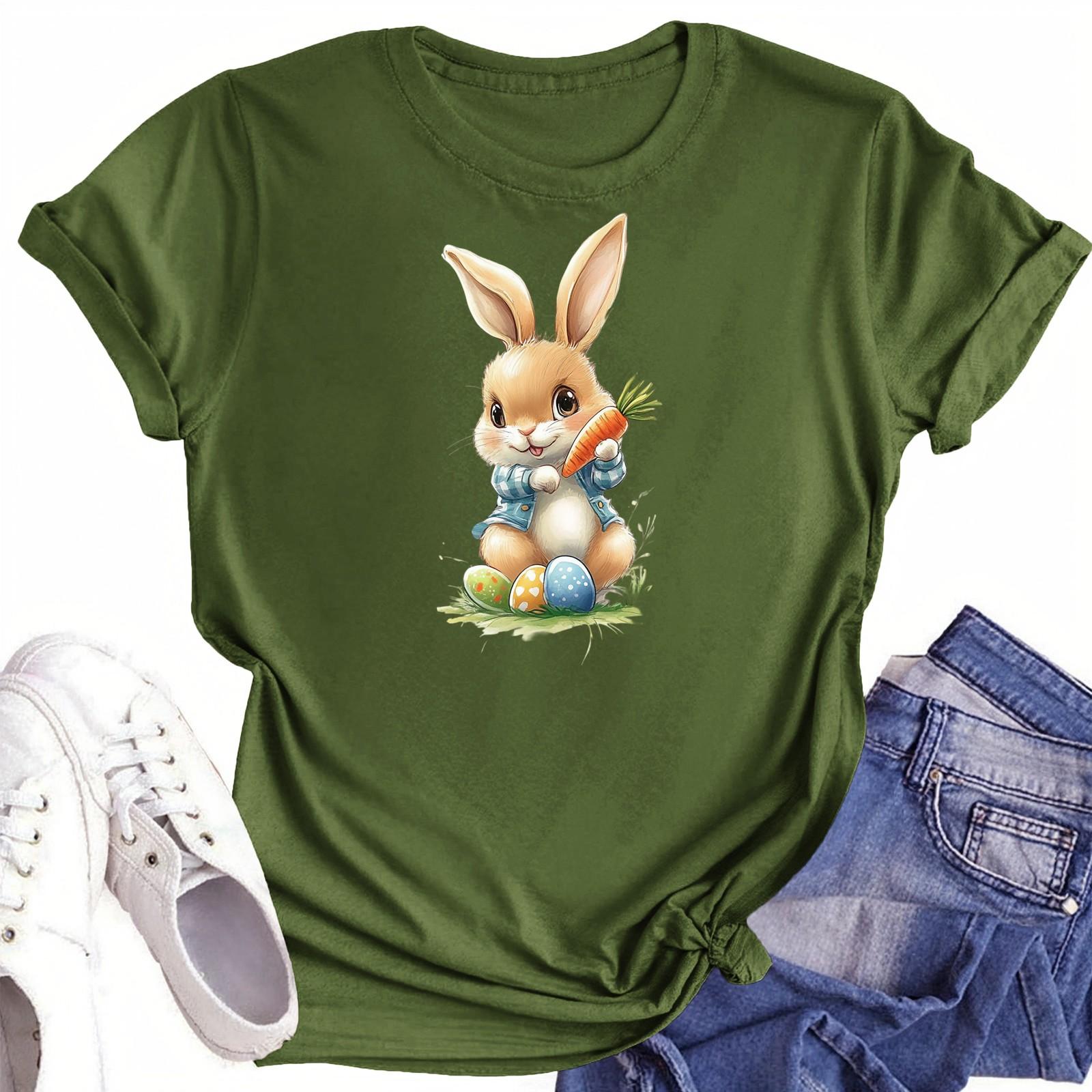 

Женская повседневная футболка с круглым вырезом и короткими рукавами с принтом L армия зеленый