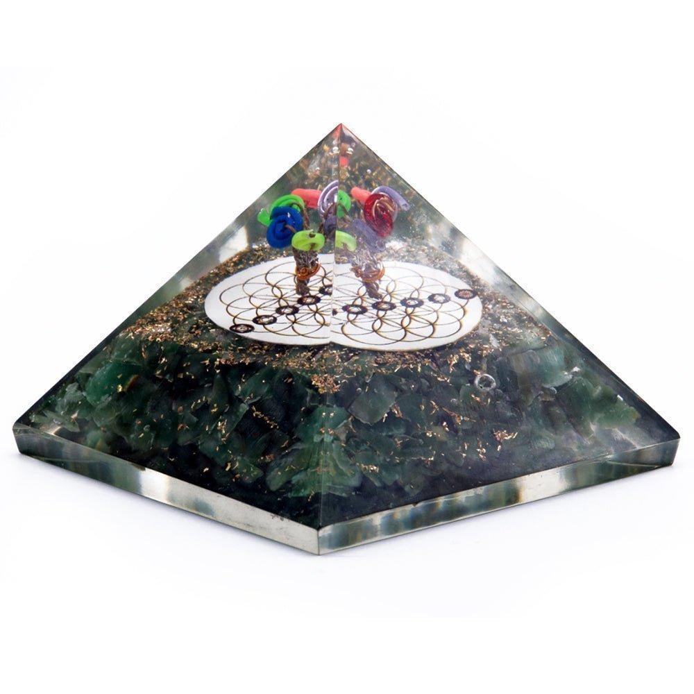 Orgonite Pyramid Green Aventurine Flower Of Life 70mm