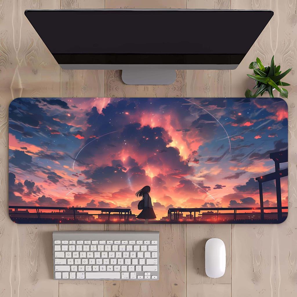 Extra Large Mountain Landscape Mouse Pad with Thickened Lock Edge for Office Desks