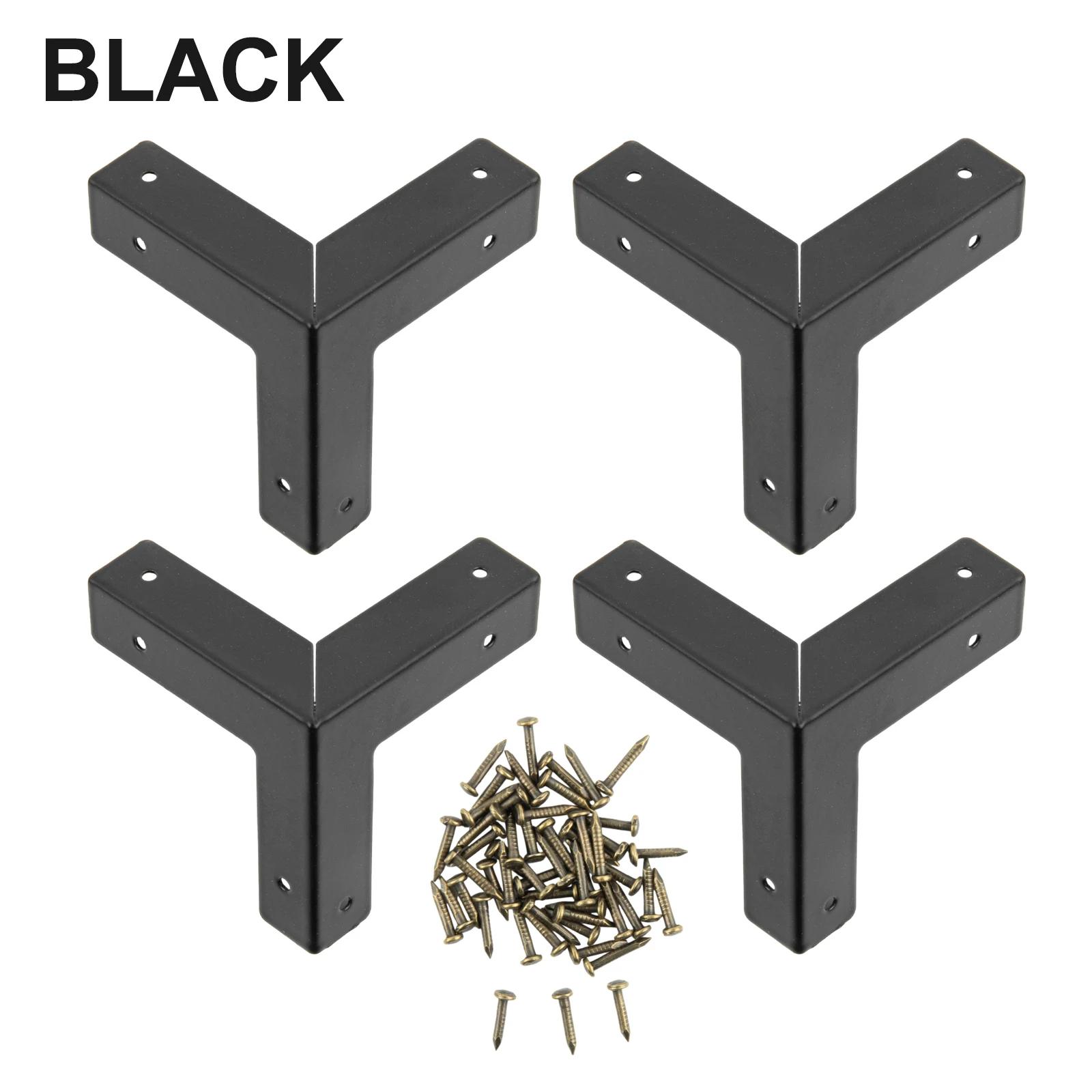 

4pcs Box Corner Protector Antique Bronze Wooden Jewelry Wine Box Corner Protect Furniture Hardware Chest Triangle Edge Cove чорний
