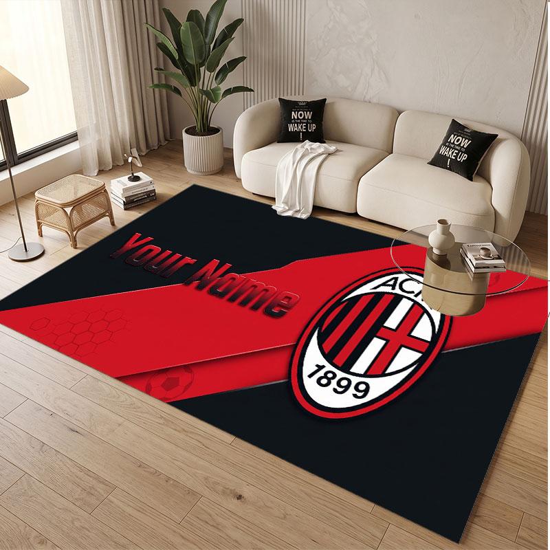 Custom Rug AC Milan Pattern Print Name Text Soft Non‑Slip Floor Carpet for Home Indoor Decoration