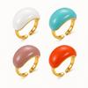 Gold Plated Brass Enamel Ring Enamel Drip Glaze Finger Ring Fashion Open End Ring  For Women