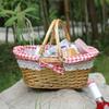 Natural Hand Woven Basket with Handle Storage Basket Linen Cloth Lined for Kitchen Dining and Household Organization