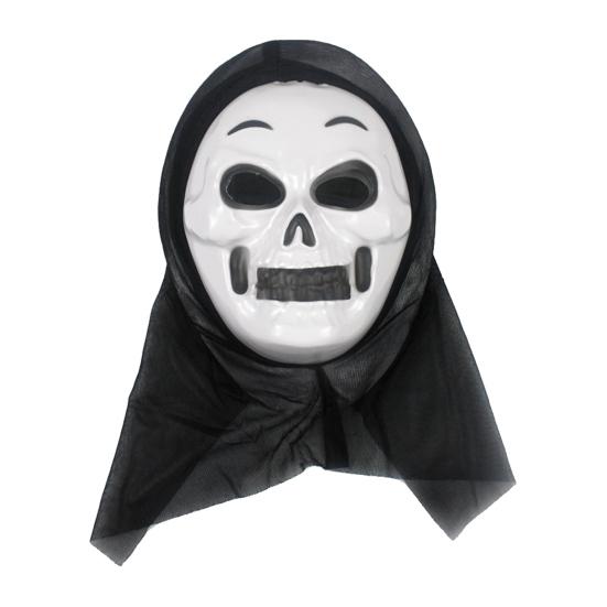 Soft Plastic Horror Masque Halloween Ghost Full Face Masque, Screaming with Realistic Fanged Skull Prop Hood, Scary Costume Accessory for Cosplay