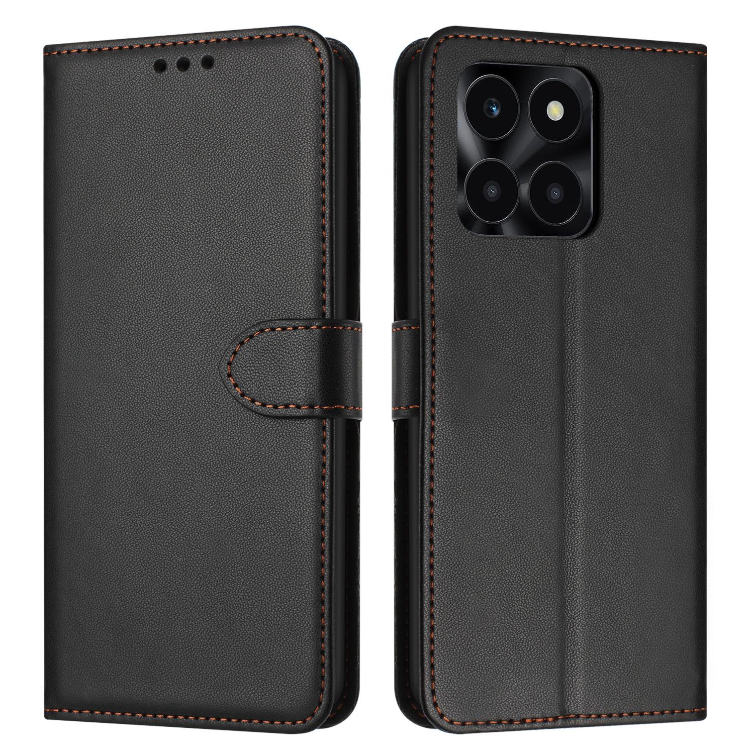 

For Honor X6c 4G/X6b 4G/X6a 4G/X5b/X5b Plus Case Stand Wallet Leather Phone Cover with Strap Black