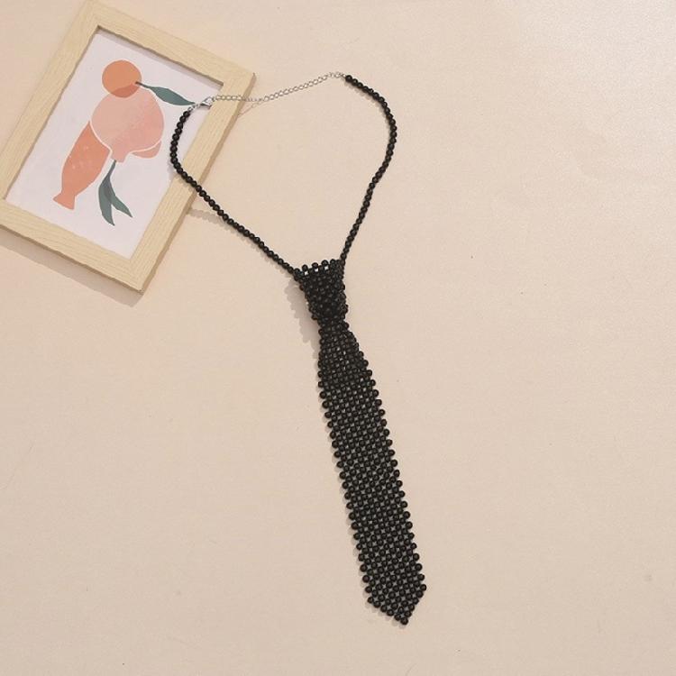 Elegant Pearl Necktie Unique Pearl Necklace for Girl and Women Social Gatherings