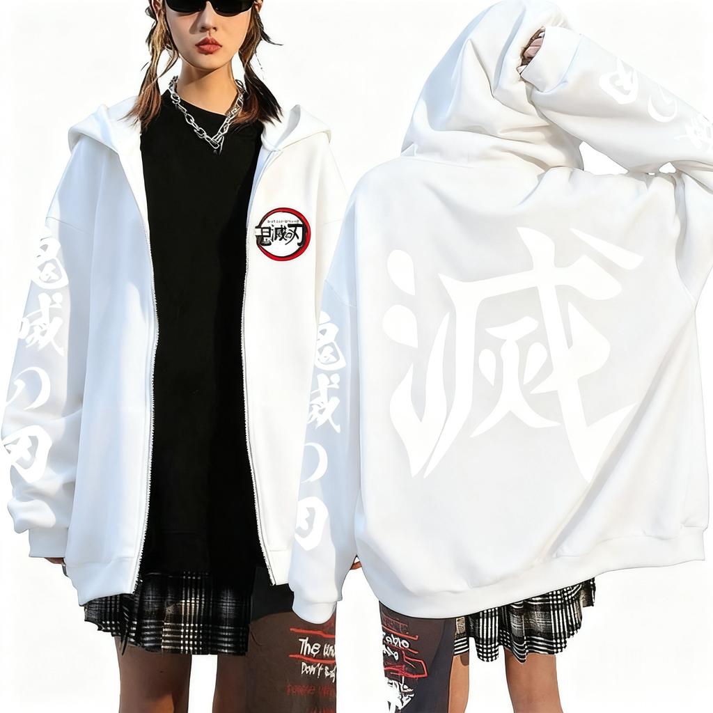 Demon Slayer Anime Zipper Hoodie Jacket Unisex Streetwear Casual Pullover Sweatshirt Spring Autumn Fashion Y2k Clothes