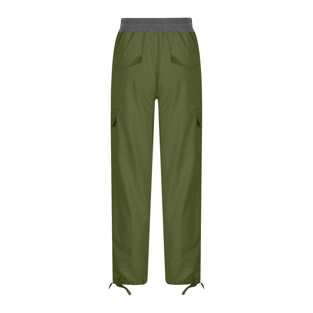 Women's Casual Color High Waisted Drawstring Pocket Workwear Pants
