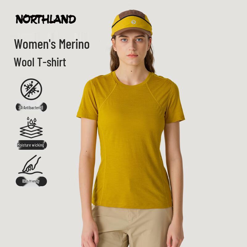 Damen Kurzarm T-Shirt aus reiner Wolle, schnelltrocknend