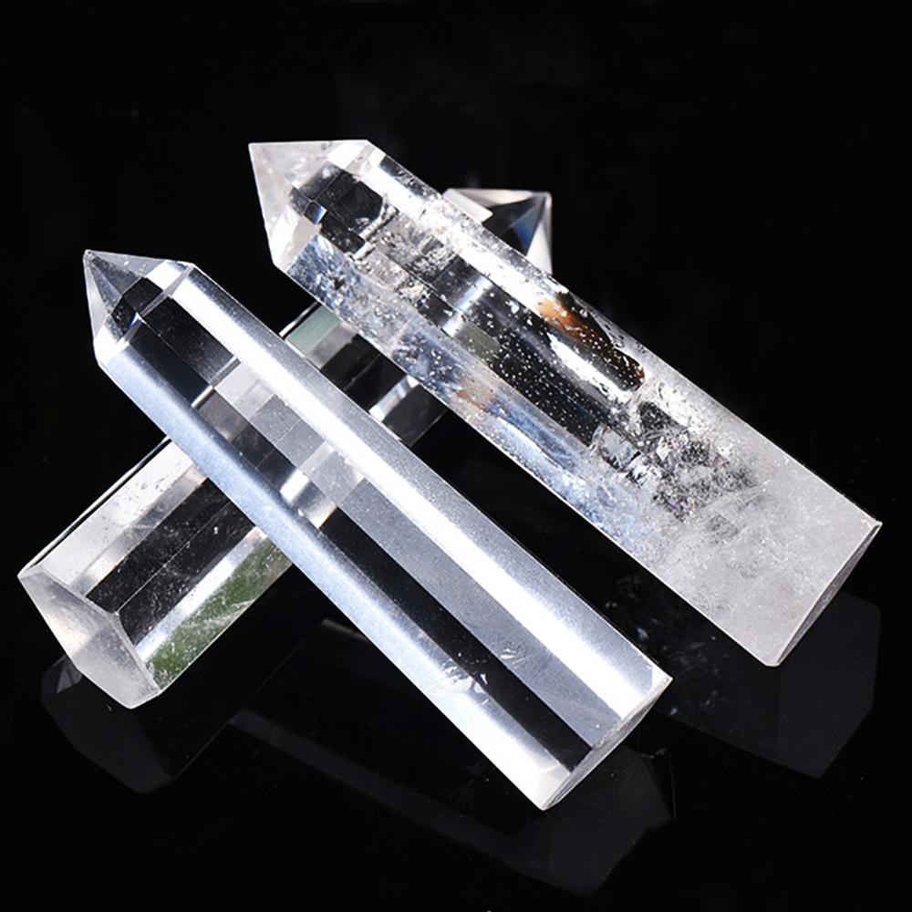1Pc White Smelting Stone Single Pointed Hexagonal Column Crystal Point Wand Tower Home Decoration Gift Crystal Ornament