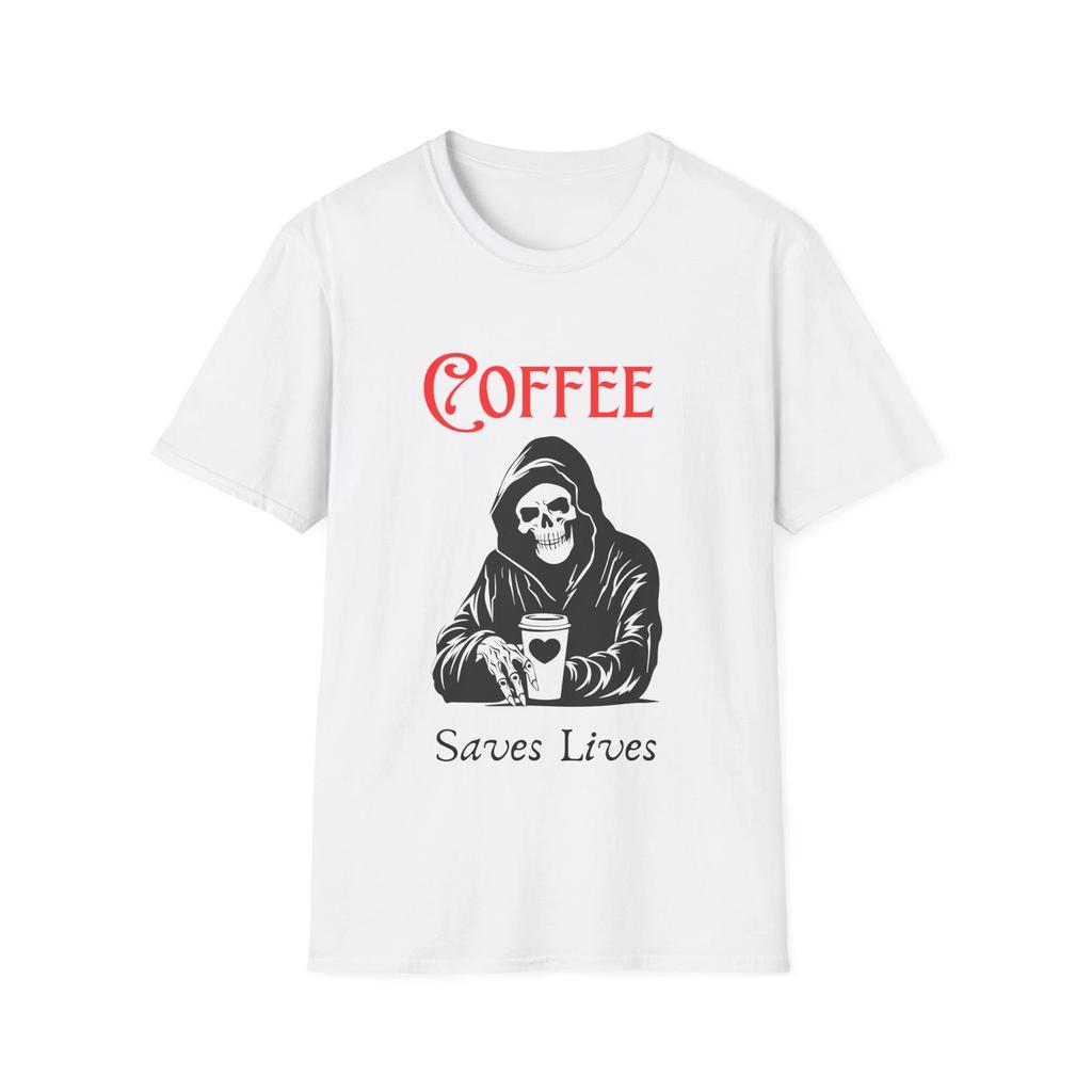 Coffee saves lives T shirt, Funny Gift, Caffeine Lover Apparel