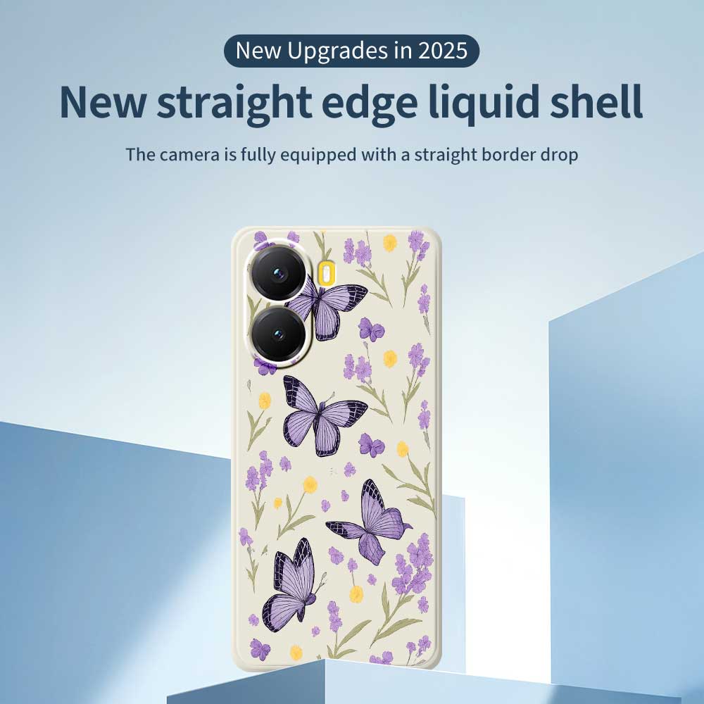 For Xiaomi Redmi Turbo 4 5G/Poco X7 Pro 5G Case Purple Butterflies Pattern Printing Straight Edge TPU Phone Back Cover