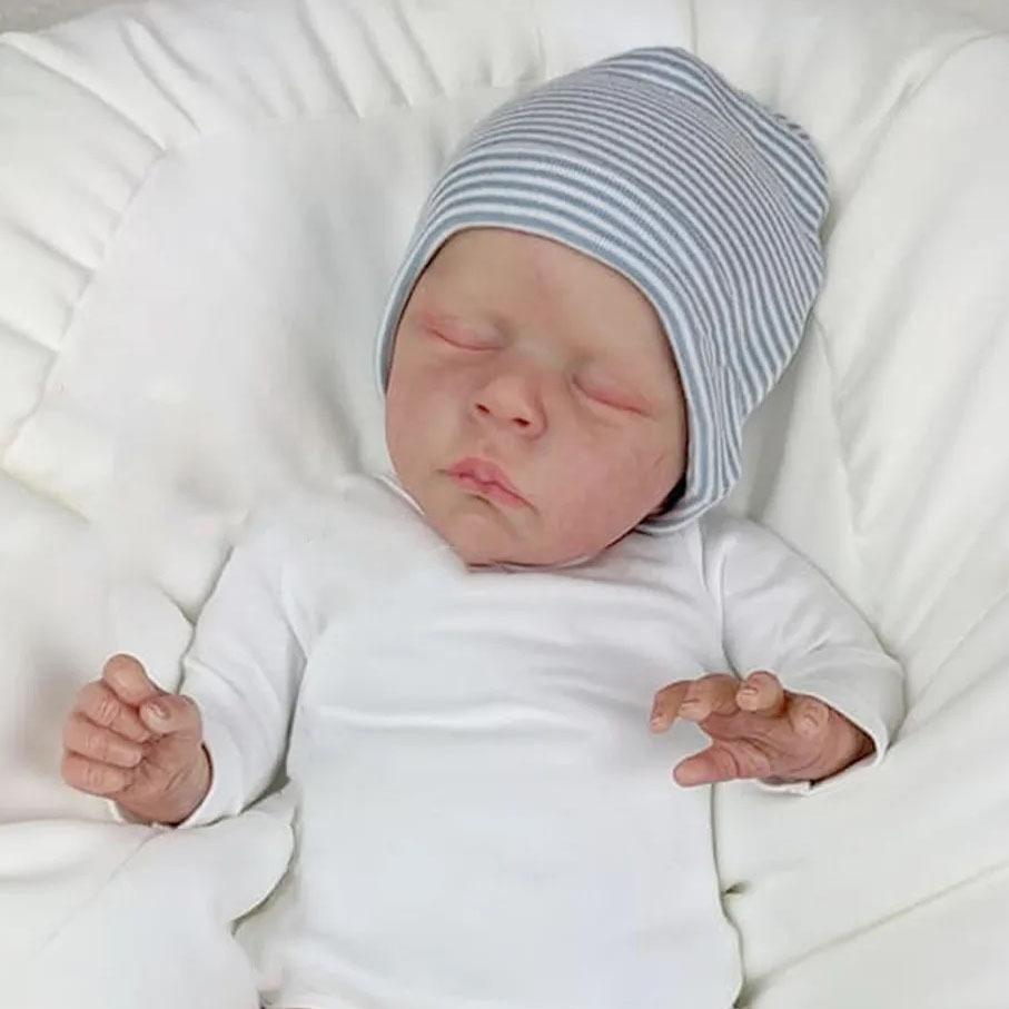 BZDOLL 50cm 20inch Soft Vinyl Sleeping Reborn Baby Doll with 3D-Paint Skin and Soft Cloth Body Toy for Girl Kids Gift Like Real Art Newborn Bebe