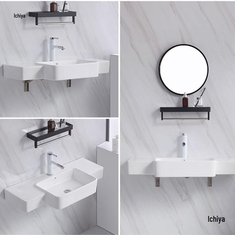 88 cm Wall-Mounted Ceramic Washbasin for Bathroom or Balcony