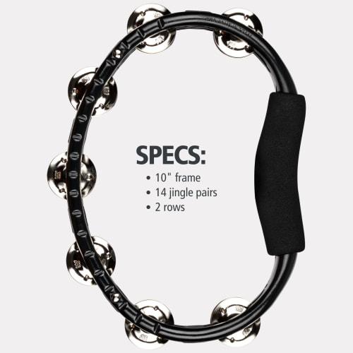 MEINL Percussion Traditional ABS Tambourine with Steel Jingles, Black, TMT1BK
