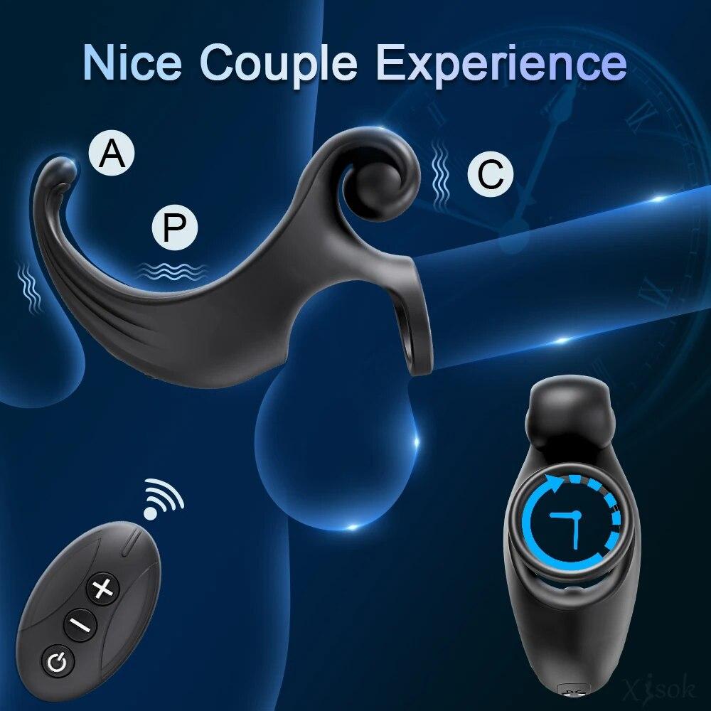 Male Penis Rings Vibrator Cock Ring for Men Ejaculation Delay Remote Control Penis Vibrator Perineum Stimulator Adults Sex Toy 18+