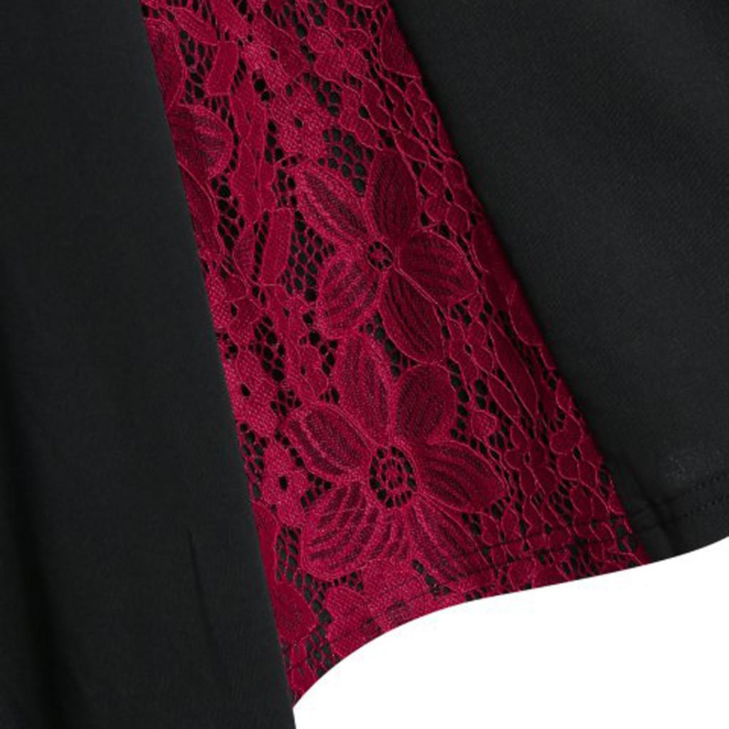 Womne Plus Size Long Sleeve Lace Panel A Line Sweetheart Neck Vintage Dress