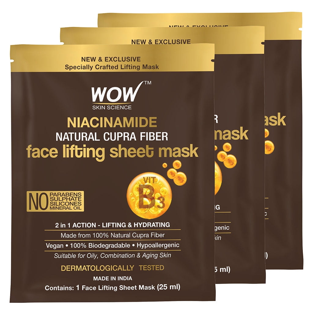 Wow Skin Science Тканевая маска с ниацинамидом, упаковка из 3 шт.