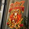 Reusable Static Window Cling 2027 Russian Language Happy New Year Sticker, Removable Electrostatic PVC Decal, Decorative Privacy Film Waterproof