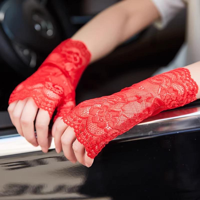 Spitze Braut Sommer Fahrhandschuhe: Dünne, durchbrochene Damen-Fahrradmodehandschuhe