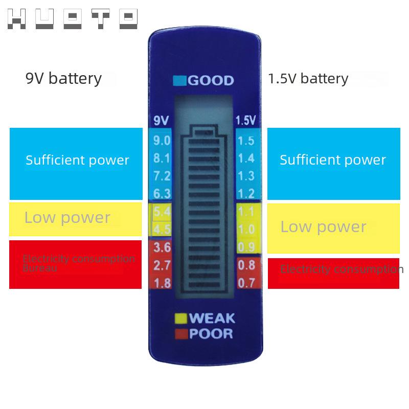 Digitální tester baterií s ukazatelem napětí pro 1,5V/9V baterie