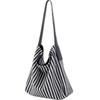 Large capacity tote bag women's 2025 new versatile canvas striped commuter shoulder bag women's casual armpit bag