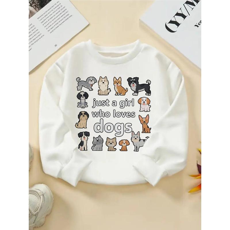 Girls  Clothes, Girls  Sweatshirt, Girl s Round-neck Pullover Shirt, Girl s Long-sleeved T-shirt, Crewneck Sweatshirt 110