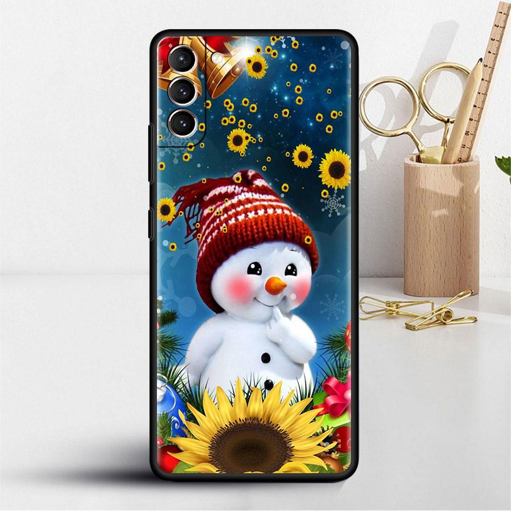Cartoon Snowman Christmas Soft Case For Samsung Galaxy S22 S20 FE S21 S10 S9 Plus S8 Note 20 Ultra 10 Lite Phone Cover Shell