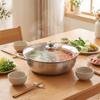 Divided Pot with Ladles Stainless Steel TwoFlavor Cookware for Families,