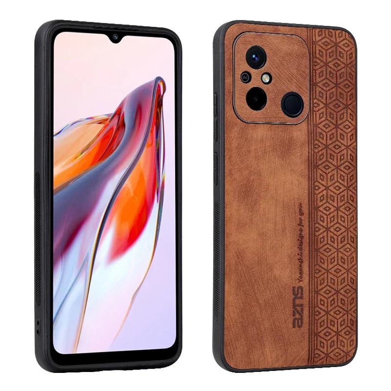 

3D Embossed Leather Case for Redmi 14R 5G 9C 10A 10C 12 12C 11A 13C 14C 4G Skin Feel Soft Edge Rugged Bumper Back Cover Funda For Redmi 9C 4G темно-коричневого