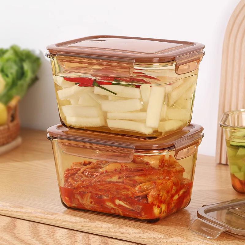 Xilekou Kimchi Box: Large Heat-Resistant Borosilicate Glass Storage for Microwave Use