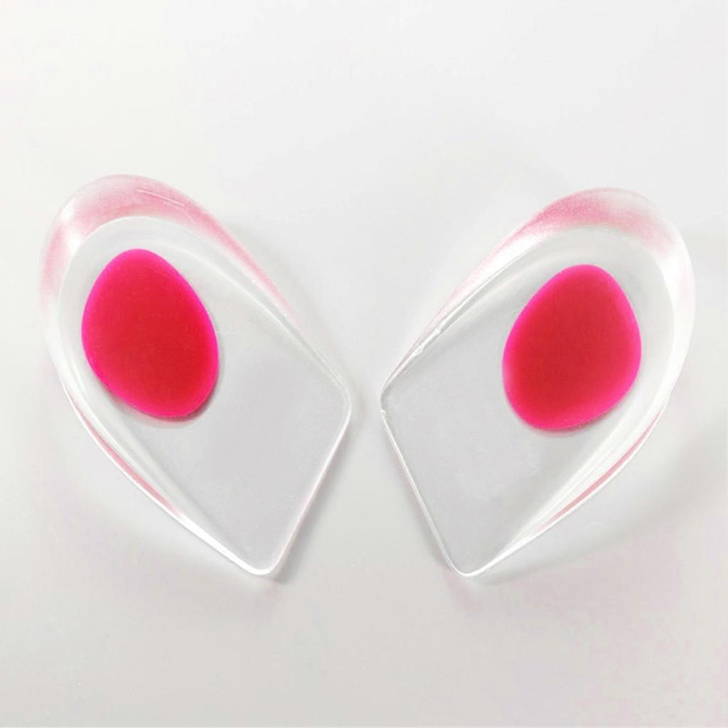 3 Pairs Silicone Gel Heel Cups Shock Absorption Heel Pads for Plantar Fasciitis Bone Spurs Dry Cracked Feet Red L