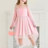Girls Dresses Contrast Mesh Long Sleeve Twirly High Low Birthday Party Formal Dress