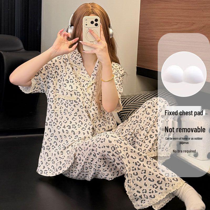 Women's Cloud Cotton Lace Pajama Cardigan Set - Spring & Autumn Collection