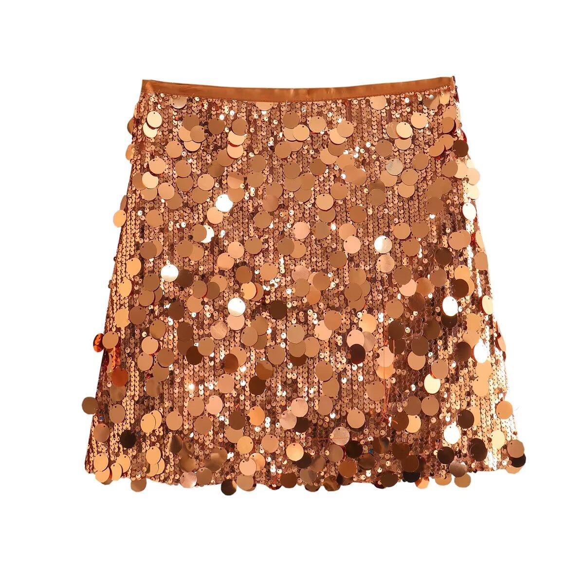 Women s multi-colored sequined hip skirt mini sexy skirt XS