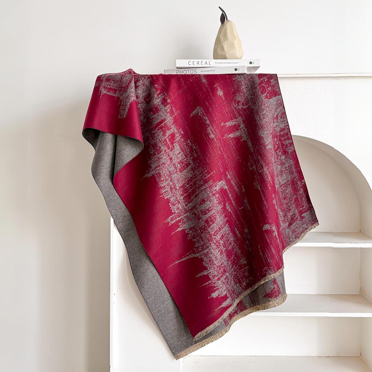 

Elegance Two-Sided Print Scarf Soft Warm Fringe Pashmina Shawl Autumn And Winter Outdoor Coldproof Windproof Blanket