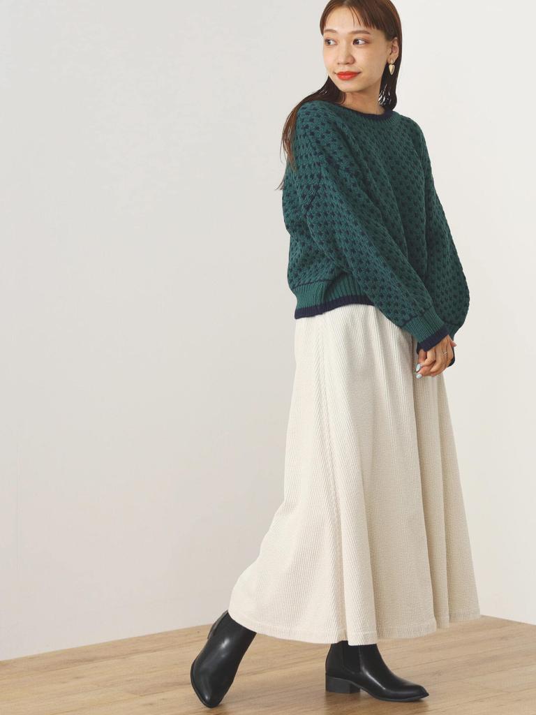 Knit Dot Jacquard Knit GRÜN GRATIS [Beams Heart] L/S Damen