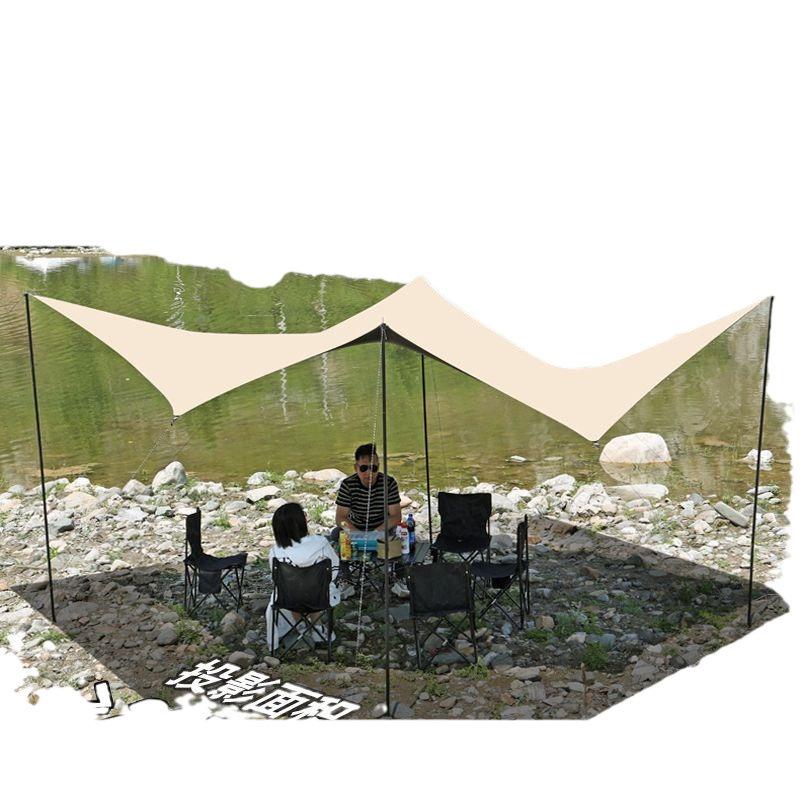 Pogrubiony Namiot Zadaszenie Zewnętrzne - Czarno-Srebrny Klej Osłona Przeciwsłoneczna na Piknik, Kemping, Grill i Ochrona przed Deszczem.