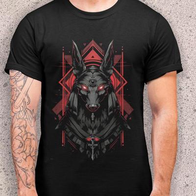 Anubis Graphic T-Shirt, Jackal God Tee, Dark Streetwear Shirt
