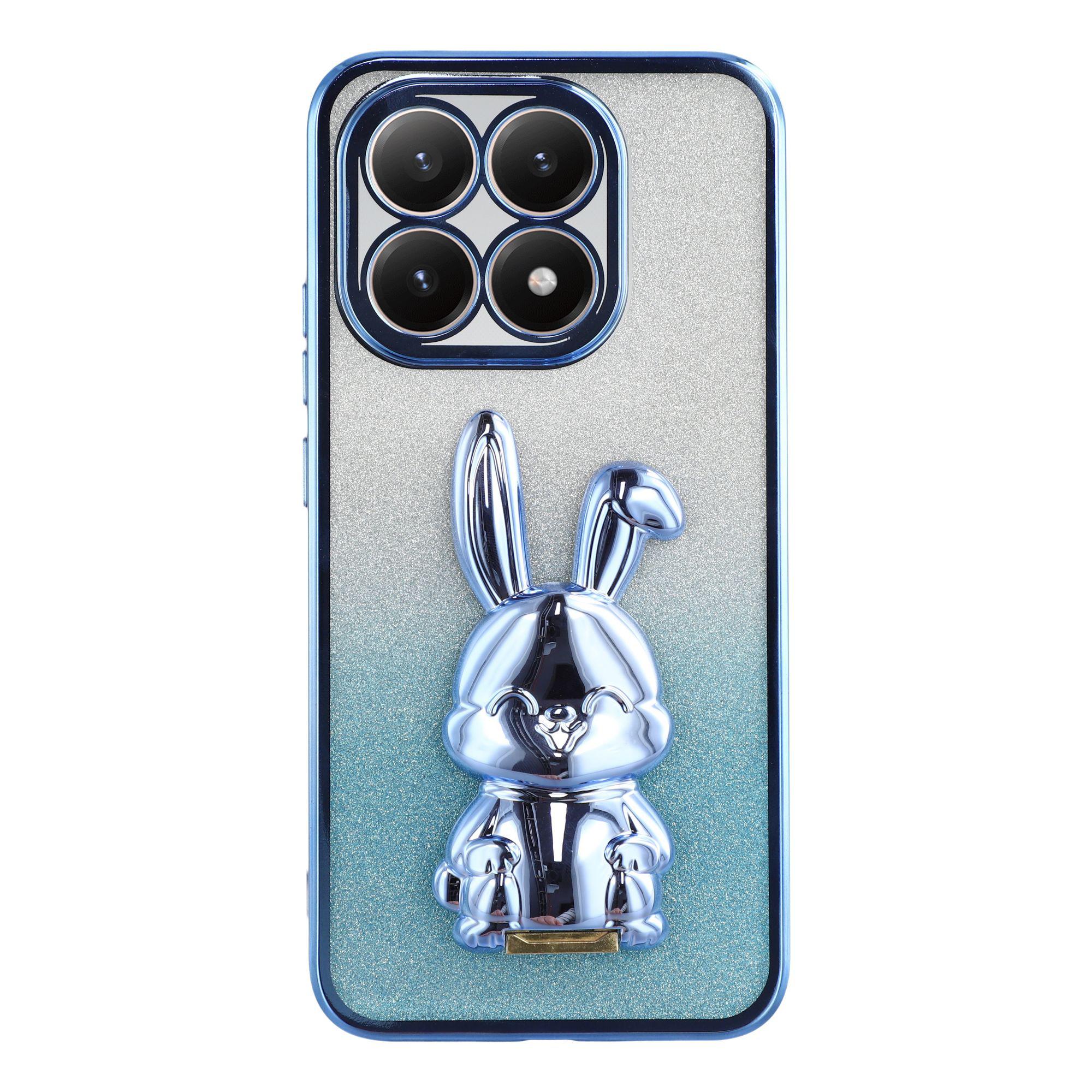 

For Xiaomi 15T Case Electroplating Glitter Rabbit PC + TPU Phone Cover with Kickstand