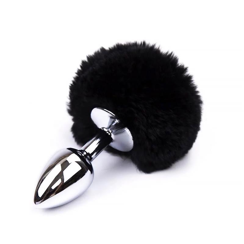Black Pompom Anal Plug Size S