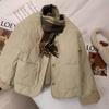 Lamb Wool Cotton-padded Quilted Coats Women Wool-liner Warm Diamond Grid Jacket Lightweight Single-breasted Winter Short Coats