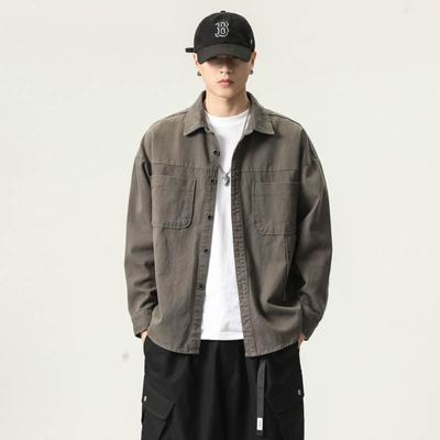 American Retro Tooling Shirt Men'S Long-Sleeved Loose Cotton Shirt Casual Season Jacket