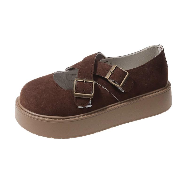 

Retro women s spring and autumn new platform shoes cross-strapped word Mary Jane ugly cute bread shoes 40 коричневый