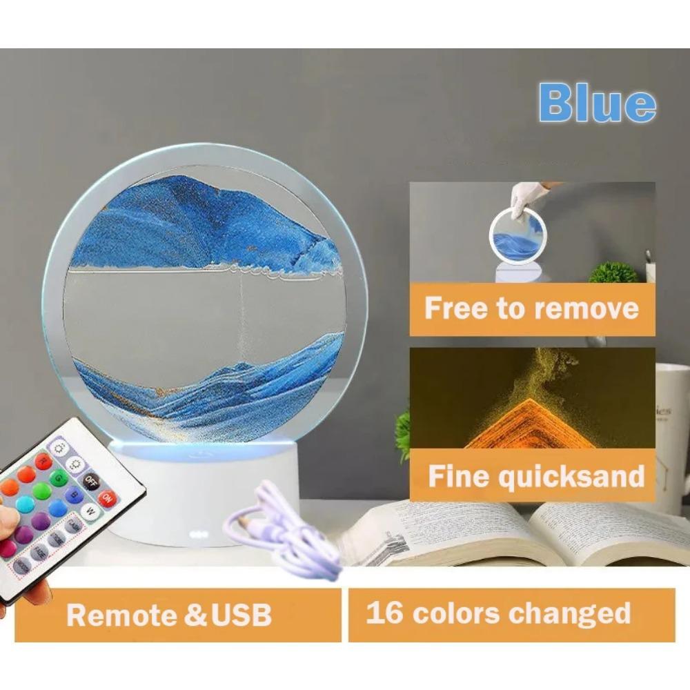 

Новейший 3D песочный рисунок настольная лампа песочные часы USB 16 цветов RGB зыбучие пески светодиодный ночник спальня прикроватные украшения подарки 2024 Without Remote синий