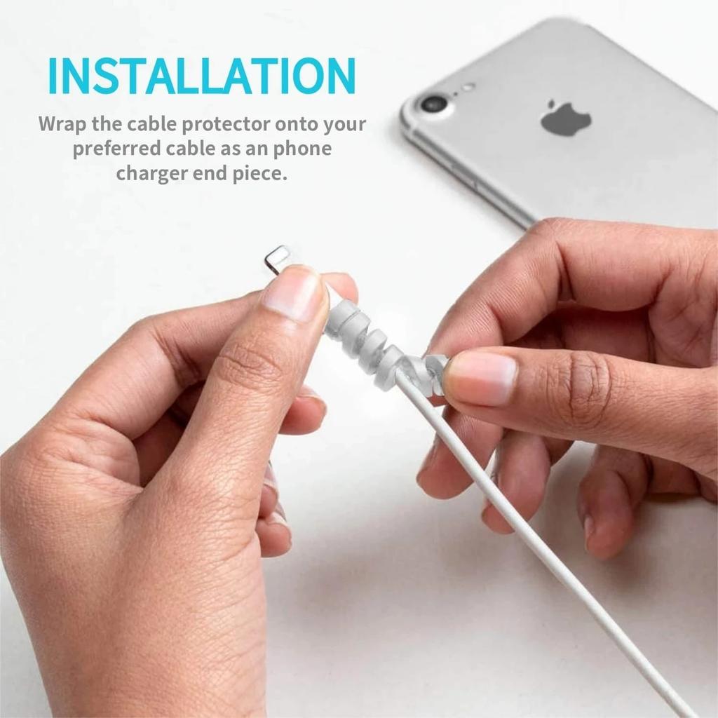 6/20pcs Cable Protector Silicone Charge Cable Spiral Winder Wire End Cord Savers Cover For Phone USB Charger Cable Accessories