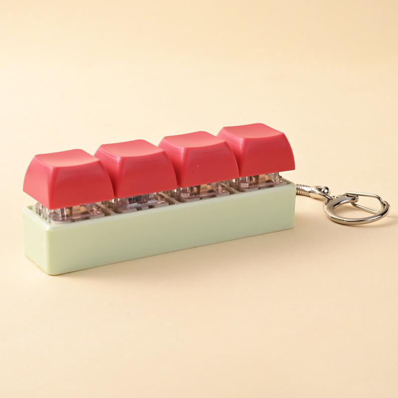 4 Keys Button Keycap Stress Relief Adult Fidget Toy Keychain 4 Keys Keyboard Fidget Gadgets Toys Diy Keyboard Keychain Toys